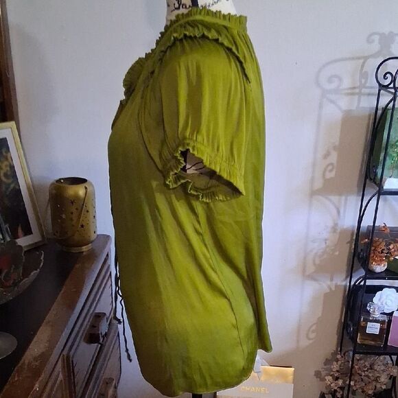 Catherine Malandrino Short Sleeve Green Women's Top Medium - Picture 6 of 7